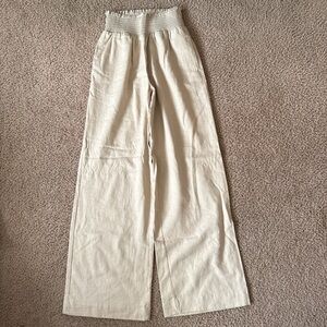 Beige Wide-Leg Pants
